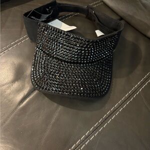 MADD HATTER RHINESTONE BLING WOMENS VISOR HAT BLACK New Adjustable Cotton